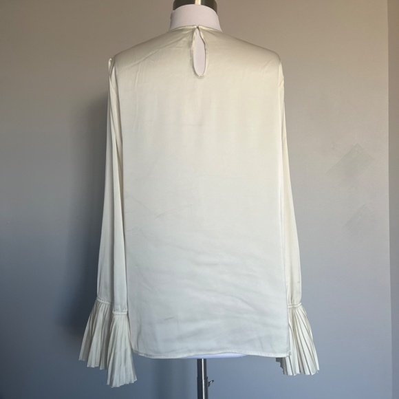 P.A.R.O.S.H. Cocktail Blouse Shirt Piano With Pleated Poet Sleeves Cream/Beige - Picture 8 of 14